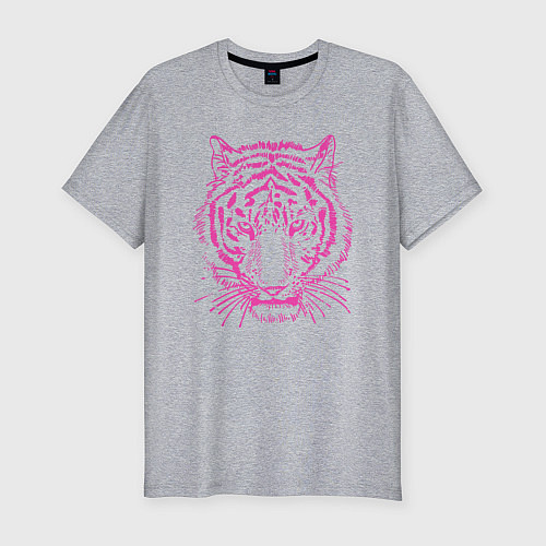 Мужская slim-футболка Pink Tiger / Меланж – фото 1