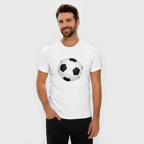 Мужская slim-футболка Футбольный мяч / Белый – фото 3