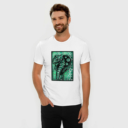 Мужская slim-футболка Кобра Змеиный стиль 2 / Белый – фото 3