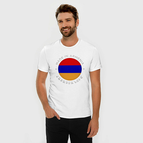 Мужская slim-футболка Сделано в Армении / Белый – фото 3