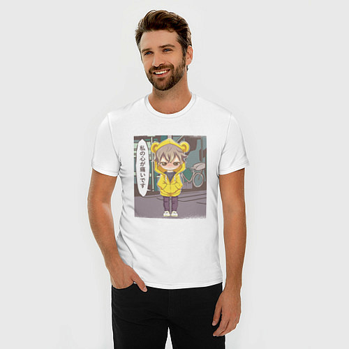 Мужская slim-футболка Злой аниме ребёнок Chibi Kid / Белый – фото 3
