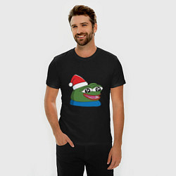 Футболка slim-fit Pepe, pepe happy, Пепе хеппи, pepe happy new year, цвет: черный — фото 2