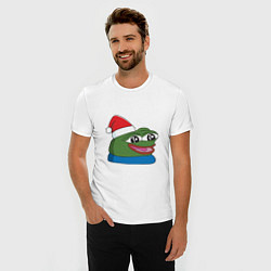 Футболка slim-fit Pepe, pepe happy, Пепе хеппи, pepe happy new year, цвет: белый — фото 2