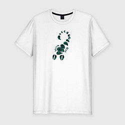 Футболка slim-fit Скорпион в раскраске листья, цвет: белый