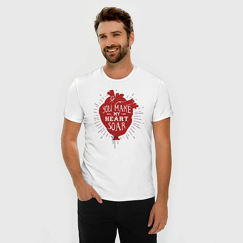 Мужская slim-футболка Сердце воздушный шар / Белый – фото 3
