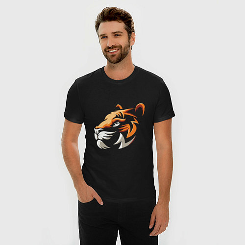 Мужская slim-футболка Tiger Cute / Черный – фото 3