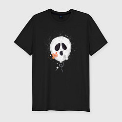 Футболка slim-fit Шарик-пугайка черный, хлопок, цвет: черный