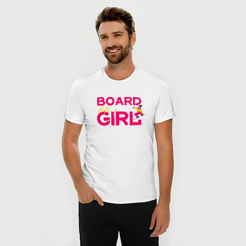 Мужская slim-футболка BOARD LIKE A GIRL / Белый – фото 3