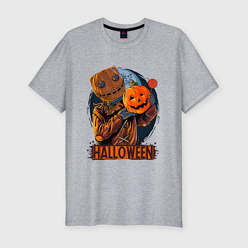 Мужская slim-футболка Halloween Scarecrow / Меланж – фото 1