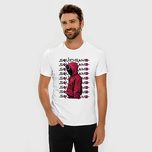 Мужская slim-футболка SQUID GAME ИГРА В КАЛЬМАРА, 029 / Белый – фото 3