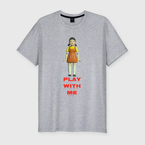 Мужская slim-футболка Игра в кальмара Кукла / Меланж – фото 1