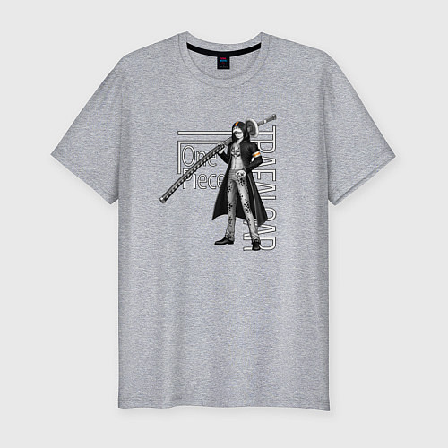 Мужская slim-футболка Трафальгар Ло из Ван Пис / Меланж – фото 1