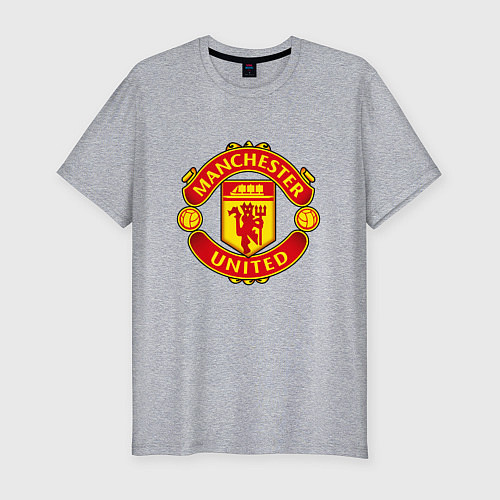 Мужская slim-футболка Манчестер Юнайтед логотип / Меланж – фото 1