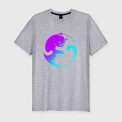 Футболка slim-fit ИНЬ ЯНЬ КОТИКИ В НЕОНЕ, цвет: меланж