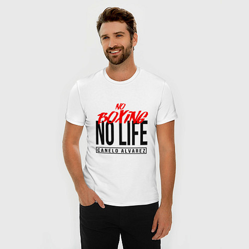 Мужская slim-футболка No boxing No Life / Белый – фото 3