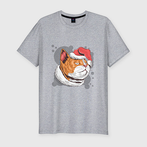 Мужская slim-футболка Christmas Cat / Меланж – фото 1