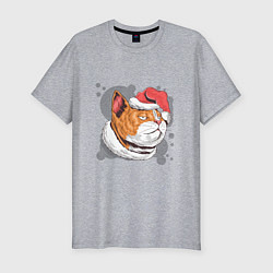 Футболка slim-fit Christmas Cat, цвет: меланж