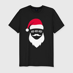 Футболка slim-fit Санта ХО-ХО-ХО арт, цвет: черный
