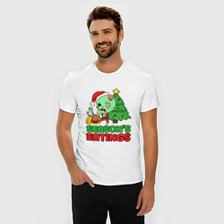 Футболка slim-fit Christmas Zombie, цвет: белый — фото 2