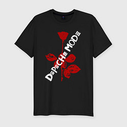 Футболка slim-fit Depeche Mode красная роза, цвет: черный
