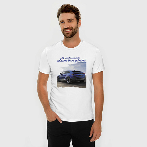 Мужская slim-футболка Lamborghini Urus Sport / Белый – фото 3