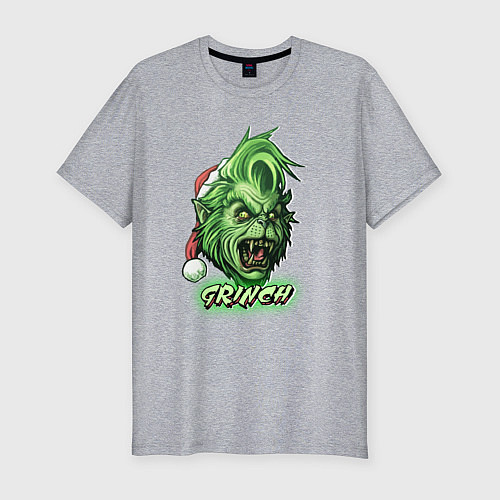 Мужская slim-футболка Гринч - похититель Рождества / Меланж – фото 1