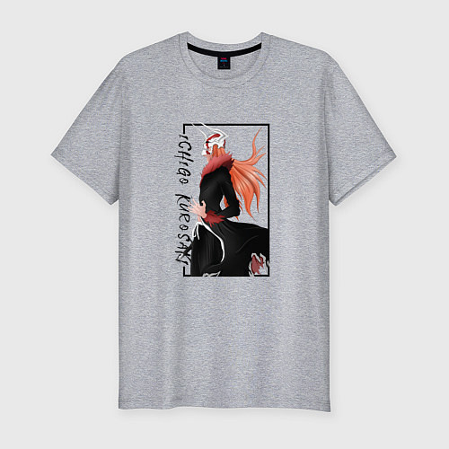 Мужская slim-футболка Ичиго Куросаки из аниме Блич / Меланж – фото 1
