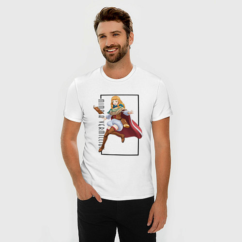 Мужская slim-футболка Мимоза Вермиллион Черный клевер / Белый – фото 3