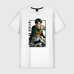 Футболка slim-fit Леви Аккерман Атака на титановAttack on titan, цвет: белый