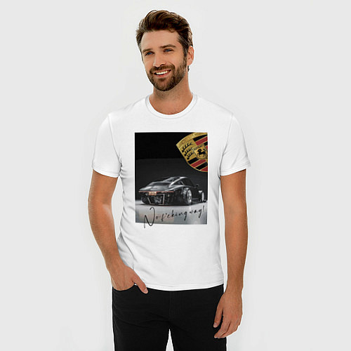 Мужская slim-футболка Porsche - да ни за что, блин! / Белый – фото 3