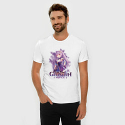 Футболка slim-fit Кэ Цин Keqing Genshin Impact, цвет: белый — фото 2