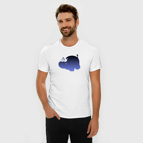 Мужская slim-футболка Бегемотик фиолетовый / Белый – фото 3