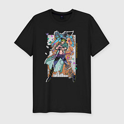 Футболка slim-fit Jolyne лучшая девочка jojo stone ocean, цвет: черный