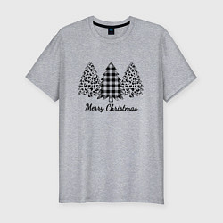 Футболка slim-fit Merry Christmas три Ёлки, цвет: меланж