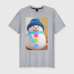 Футболка slim-fit Счастливый снеговичок, цвет: меланж
