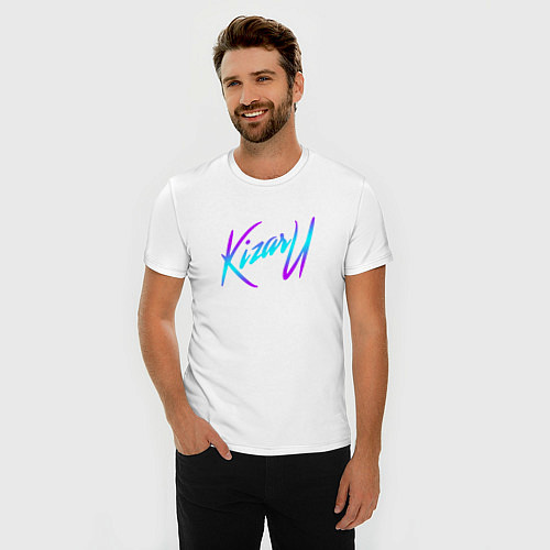 Мужская slim-футболка КИЗАРУ НЕОН ЛОГО KIZARU NEON LOGO / Белый – фото 3