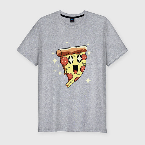 Мужская slim-футболка CUTE PIZZA / Меланж – фото 1