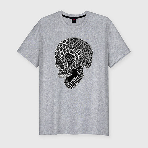Мужская slim-футболка Резьба по черепу / Меланж – фото 1
