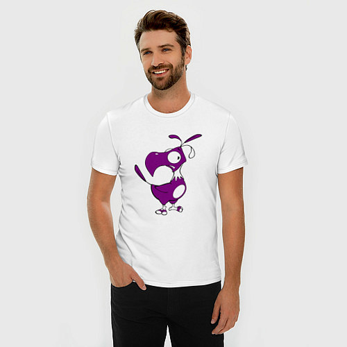 Мужская slim-футболка Попугай удивленный фиолЭтовый / Белый – фото 3