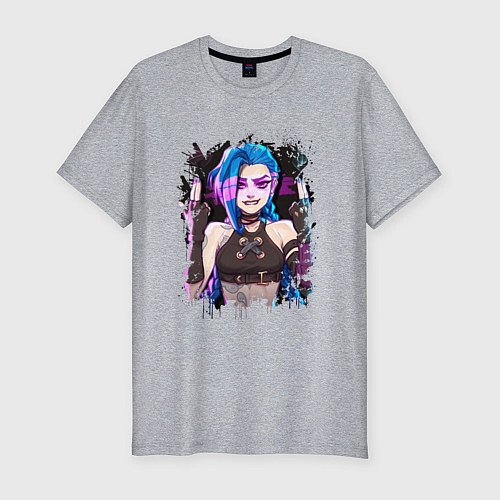 Мужская slim-футболка JINX SHOOT ARCANE LOL / Меланж – фото 1