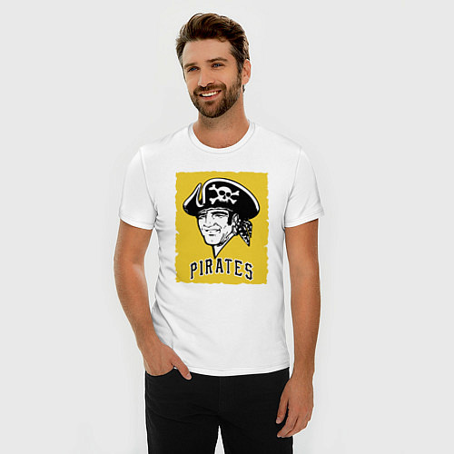 Мужская slim-футболка Pittsburgh Pirates baseball / Белый – фото 3