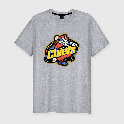Мужская slim-футболка Peoria Chiefs - baseball team / Меланж – фото 1
