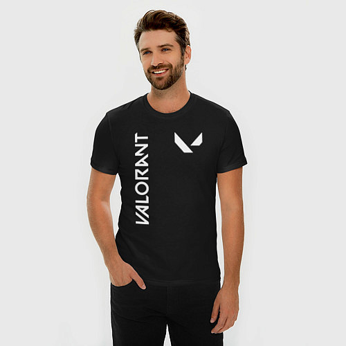 Мужская slim-футболка Valorant - Logo / Черный – фото 3