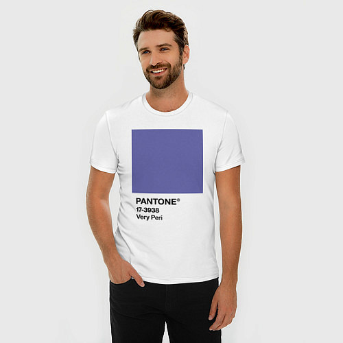Мужская slim-футболка Цвет Pantone 2022 года - Very Peri / Белый – фото 3