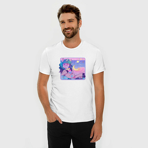 Мужская slim-футболка Космическая Иззи / Белый – фото 3