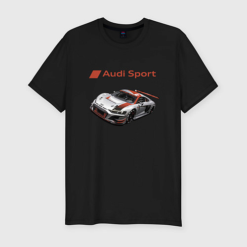 Мужская slim-футболка Ауди - автоспорт гоночная команда / Черный – фото 1