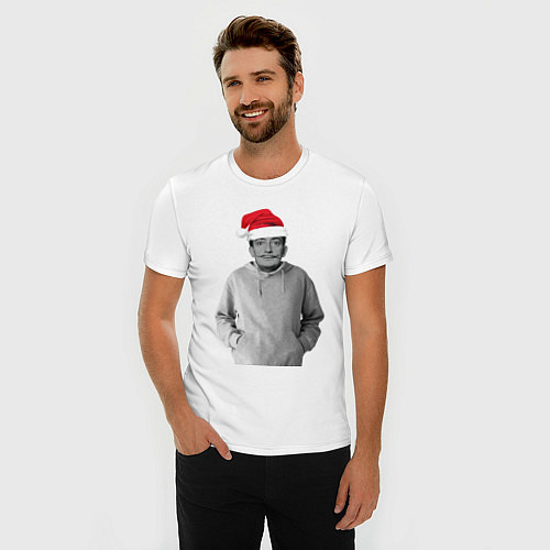 Мужская slim-футболка Дед Мороз Сальвадор дали / Белый – фото 3