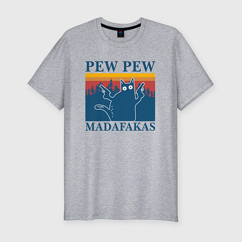 Мужская slim-футболка Madafakas PEW PEW / Меланж – фото 1