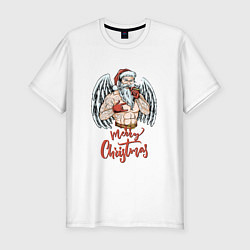 Футболка slim-fit Merry Santa Merry Christmas, цвет: белый