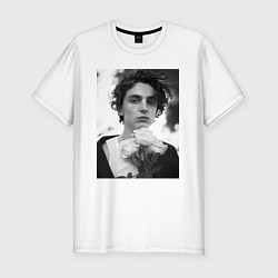 Футболка slim-fit Timothee Chalamet с розами, цвет: белый